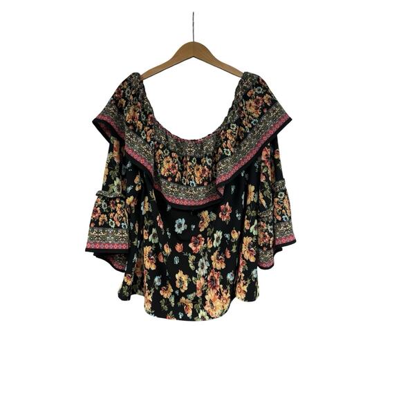 Flying Tomato Ruffle Floral Off The Shoulder Belle Sleeve Top Womens Size 3XL - Picture 1 of 5